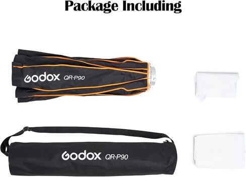 GODOX QR-P90 35.4 بوصة/90 سم حامل سوفت بوكس ​​مكافئ بوينز، صندوق سوفت مكافئ سريع الفك، مع ناشر أمامي وداخلي SL-60W AD600BM VL150 UL150 SL150II Amaran 100X 200D 200X in Saudi Arabia