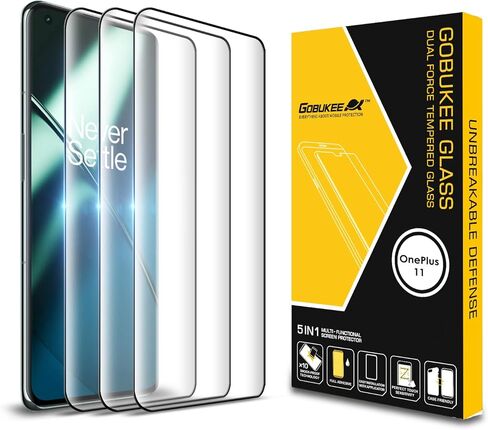 جوبوكي [3 عبوات] متوافق مع الزجاج المقسى بتغطية كاملة X 3 ون بلس 11 شبكة الجيل الخامس 5G 2023، زجاج ثلاثي الابعاد، شفاف HD، خالي من الفقاعات، مضاد للصدمات، ملائم للحافظة، غطاء كامل [درجة صلابة 9] in Kuwait