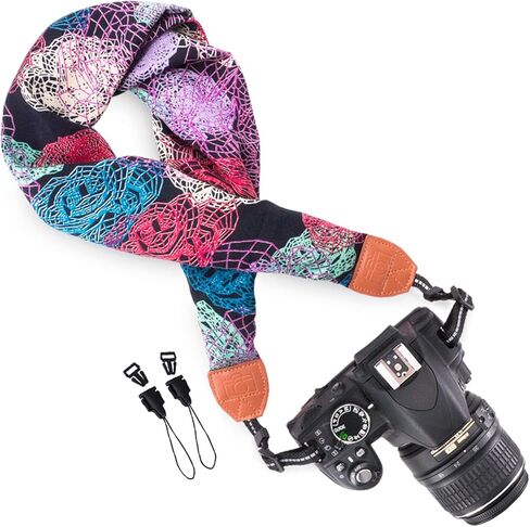 حزام كتف قابل للتعديل من Wolven ناعم لعنق الكاميرا متوافق مع جميع DSLR/SLR/كاميرا رقمية (DC)/كاميرا فورية/نيكون/كانون / سوني / بنتاكس / أوليمبوس / ليكا / فوجي فيلم إلخ ، نمط 03 in Kuwait