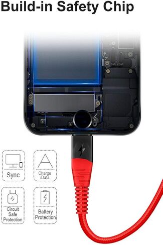 IFLASH Nylon Braided Charge/Data Cable, 1FT Short Charging and Sync Cable for Apple iPhone Xs MAX/XS/XR/X / 8 Plus / 7 Plus 6S 6 Plus 5S SE 2019 2018 in Saudi Arabia