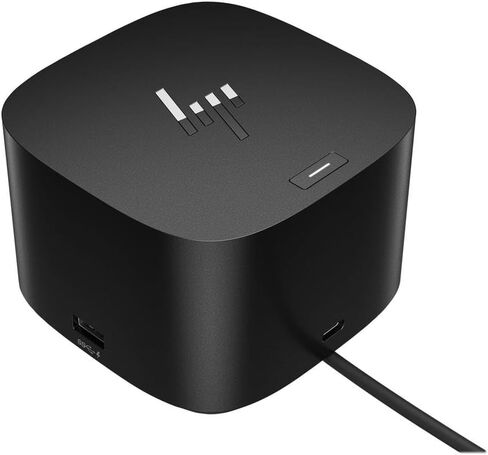 قاعدة HP Thunderbolt 4 - USB-C مزدوج، منافذ عرض مزدوجة، 4 USB-A 3.2، HDMI 2.0، RJ-45 Ethernet، شاشة 4K، متوافقة مع Win10 وأعلى، MacOS، ChromeOS، ThinPro، وLinux، أسود، مع KKE كاميرا ويب in Saudi Arabia