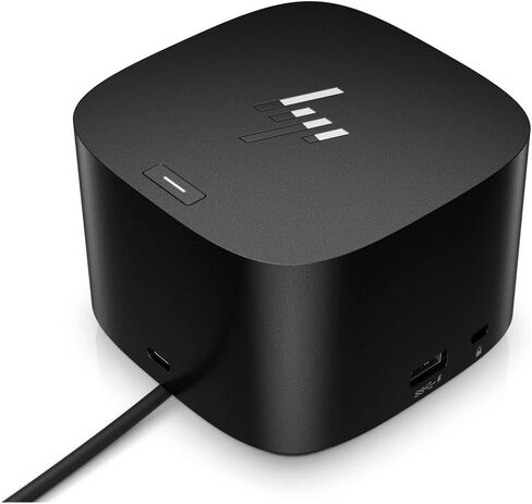 قاعدة HP Thunderbolt 4 - USB-C مزدوج، منافذ عرض مزدوجة، 4 USB-A 3.2، HDMI 2.0، RJ-45 Ethernet، شاشة 4K، متوافقة مع Win10 وأعلى، MacOS، ChromeOS، ThinPro، وLinux، أسود، مع KKE كاميرا ويب in Saudi Arabia