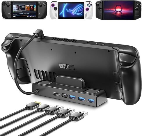 I فولر قاعدة شحن لجهاز ستيم ديك 5 في 1 مع HDMI 2.0 4K عند 60 هرتز، تدعم الشحن السريع PD 3.0 USB-C و3 USB-A 3.0 ومنفذ USB-C للشحن الكامل لمنصة ستيم ديك in Kuwait