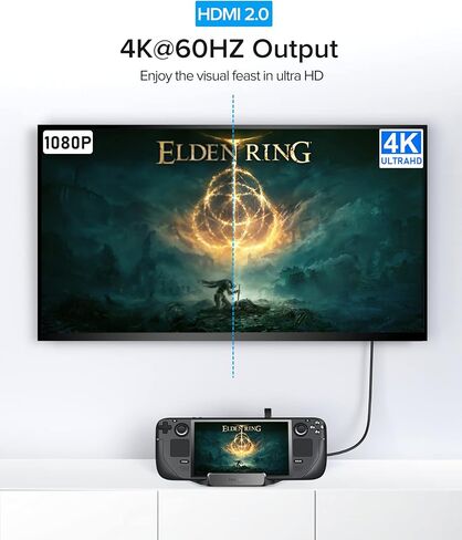 I فولر قاعدة شحن لجهاز ستيم ديك 5 في 1 مع HDMI 2.0 4K عند 60 هرتز، تدعم الشحن السريع PD 3.0 USB-C و3 USB-A 3.0 ومنفذ USB-C للشحن الكامل لمنصة ستيم ديك in Kuwait