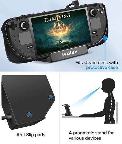 I فولر قاعدة شحن لجهاز ستيم ديك 5 في 1 مع HDMI 2.0 4K عند 60 هرتز، تدعم الشحن السريع PD 3.0 USB-C و3 USB-A 3.0 ومنفذ USB-C للشحن الكامل لمنصة ستيم ديك in Kuwait