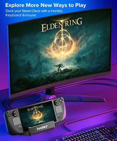 I فولر قاعدة شحن لجهاز ستيم ديك 5 في 1 مع HDMI 2.0 4K عند 60 هرتز، تدعم الشحن السريع PD 3.0 USB-C و3 USB-A 3.0 ومنفذ USB-C للشحن الكامل لمنصة ستيم ديك in Kuwait