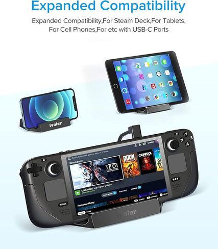 I فولر قاعدة شحن لجهاز ستيم ديك 5 في 1 مع HDMI 2.0 4K عند 60 هرتز، تدعم الشحن السريع PD 3.0 USB-C و3 USB-A 3.0 ومنفذ USB-C للشحن الكامل لمنصة ستيم ديك in Kuwait