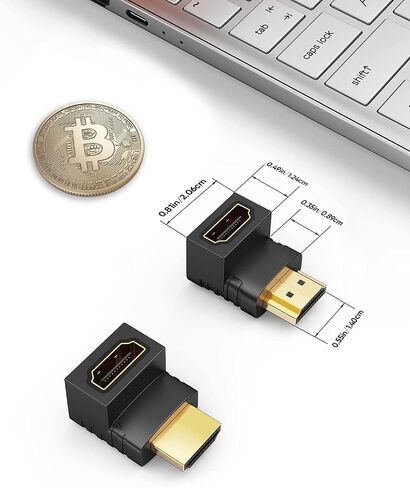 CableCreation HDMI محول ذكر إلى أنثى، 2 حزمة 90 و 270 درجة محول الزاوية اليمنى، HDMI L شكل موسع مسطح لتلفزيون الحائط، Roku، PS5، Fire Stick، Chromecast، Switch، Laptop، Xbox، PC in Saudi Arabia