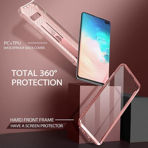 حافظة Dexnor لهاتف Samsung Galaxy S10+ Plus، [واقي شاشة مدمج ومسند] غطاء واقٍ مقاوم للصدمات عالي التحمل من الدرجة العسكرية لهاتف Samsung Galaxy S10 Plus أزرق in Kuwait
