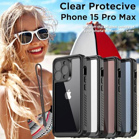 حافظة AICase لهاتف iPhone 15 Pro مقاومة للماء وواقي شاشة مدمج ومقاوم للثلوج والغبار والصدمات ومعتمد من IP68 [حقيقي 360] حماية كاملة للجسم محكمة الغلق بالكامل تحت الماء لهاتف iPhone 15 Pro 6.1" in Kuwait
