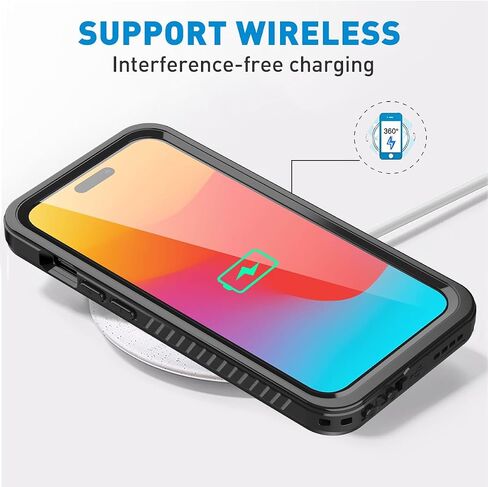 حافظة AICase لهاتف iPhone 15 Pro مقاومة للماء وواقي شاشة مدمج ومقاوم للثلوج والغبار والصدمات ومعتمد من IP68 [حقيقي 360] حماية كاملة للجسم محكمة الغلق بالكامل تحت الماء لهاتف iPhone 15 Pro 6.1" in Kuwait