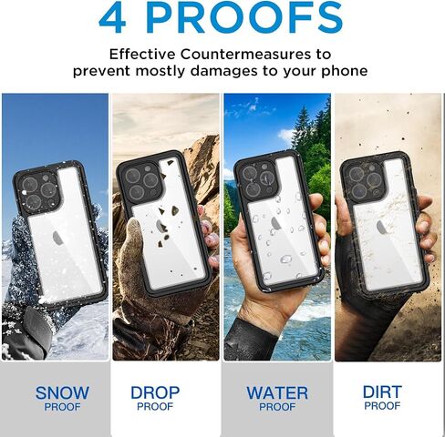 حافظة AICase لهاتف iPhone 15 Pro مقاومة للماء وواقي شاشة مدمج ومقاوم للثلوج والغبار والصدمات ومعتمد من IP68 [حقيقي 360] حماية كاملة للجسم محكمة الغلق بالكامل تحت الماء لهاتف iPhone 15 Pro 6.1" in Kuwait