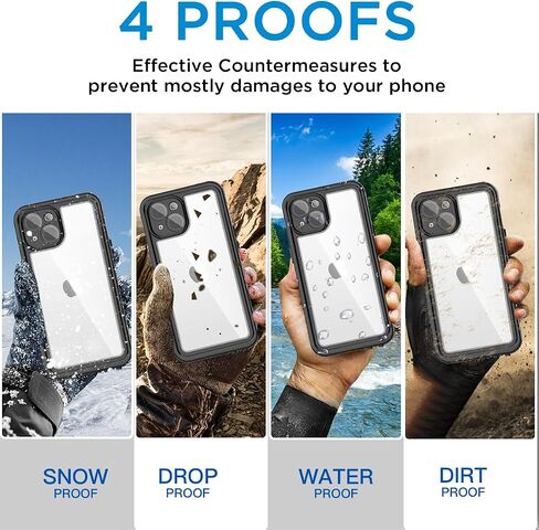 حافظة AICase لهاتف iPhone 15 Pro مقاومة للماء وواقي شاشة مدمج ومقاوم للثلوج والغبار والصدمات ومعتمد من IP68 [حقيقي 360] حماية كاملة للجسم محكمة الغلق بالكامل تحت الماء لهاتف iPhone 15 Pro 6.1" in Kuwait