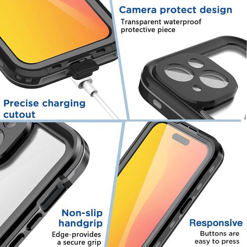 AICase Waterproof Case for iPhone 15 Pro Max(6.7") Snowproof,Dustproof and Shockproof, IP68 Certified Full Body Protection Fully Sealed Underwater Cover for iPhone 15 Pro Max 6.7"_3 in Kuwait