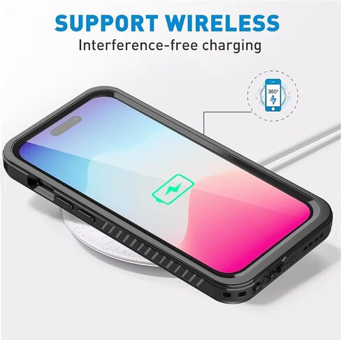 حافظة AICase لهاتف iPhone 15 Pro مقاومة للماء وواقي شاشة مدمج ومقاوم للثلوج والغبار والصدمات ومعتمد من IP68 [حقيقي 360] حماية كاملة للجسم محكمة الغلق بالكامل تحت الماء لهاتف iPhone 15 Pro 6.1" in Kuwait