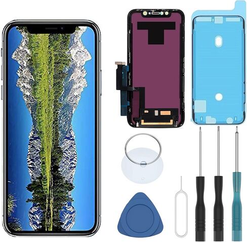أسود لشاشات iPhone XR بديلة بشاشة LCD مقاس 6.5 بوصة ومجموعة محول رقمي بشاشة تعمل باللمس مع أداة إصلاح مجانية in Kuwait