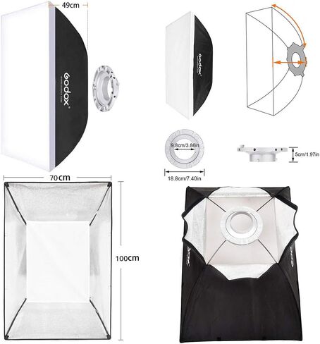 Godox Speedlite Softbox 60x90 Rectangular Softbox Photography Light with Bowens for Portrait Product Photography Studio Flash (SB-BW60X90) in Kuwait