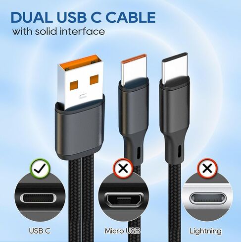 UCEC Dual USB C Cable, 4ft USB A to USB Type C Splitter Charging Cable in Kuwait