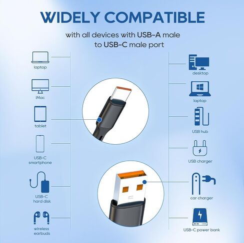 UCEC Dual USB C Cable, 4ft USB A to USB Type C Splitter Charging Cable in Kuwait