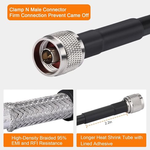 10ft Hotspot Miner Cable N Male To RP-SMA Male Coaxial Patch Connector LMR 400 Equivalent Coaxial Cable, Water And Corrosion Resistant, Additional Sma Kit For 50 Ohm System Equipment To Antenna Cable in Kuwait