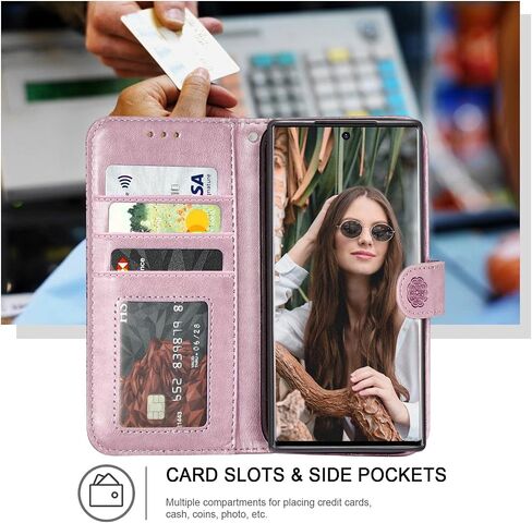 Wallet Case for Galaxy S23 Ultra,[RFID Blocking] 3 Card Holder Stand with Credit Card Slot PU Leather Magnetic Protective Flip Cover for Galaxy S23 Ultra (Blue) in Saudi Arabia