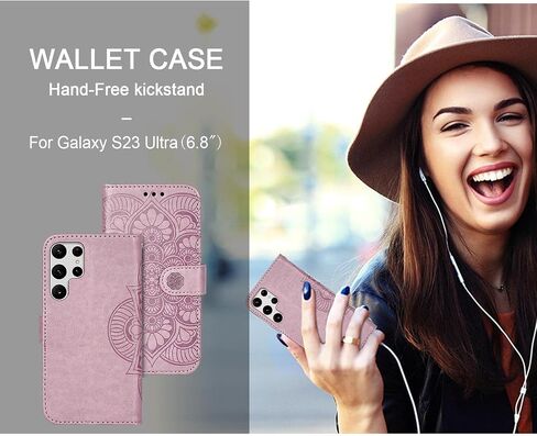 Wallet Case for Galaxy S23 Ultra,[RFID Blocking] 3 Card Holder Stand with Credit Card Slot PU Leather Magnetic Protective Flip Cover for Galaxy S23 Ultra (Blue) in Saudi Arabia