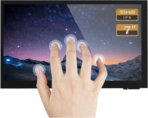 شاشة Ingcool 7 بوصة تعمل باللمس بالسعة IPS شاشة عرض 1024x600 دقة 7 بوصة وحدة HDMI LCD لـ Raspberry Pi، Jetson Nano Developer Kit، الكمبيوتر يدعم أنظمة مختلفة in Saudi Arabia