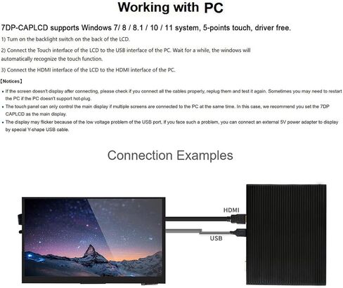 شاشة Ingcool 7 بوصة تعمل باللمس بالسعة IPS شاشة عرض 1024x600 دقة 7 بوصة وحدة HDMI LCD لـ Raspberry Pi، Jetson Nano Developer Kit، الكمبيوتر يدعم أنظمة مختلفة in Saudi Arabia