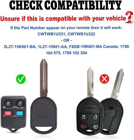 Beefunny Replacement Upgraded Flip Remote Car Key Fob 315MHz 4D63 Chip for Ford Lincoln Mercury FCC ID CWTWB1U345 CWTWB1U331 CWTWB1U322 GQ43VT11T in Kuwait