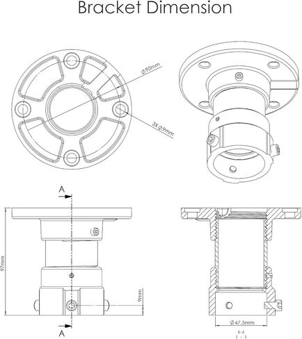 Sunba Pendant Ceiling Mount for 601 Series and Model Illuminati, Compatible with Hikvision/Dahua PTZ Dome Camera in Kuwait