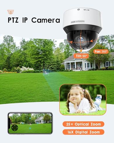 DS-2DE4A425IW-DE HIK 4MP PTZ IP Camera with 25X Optical Zoom, Indoor Outdoor PTZ POE Dome Network Camera with DarkFighter, IR 165ft Night Vision, IP66 Waterproof ,Work with HIK NVR/Hik-Connect APP in Kuwait