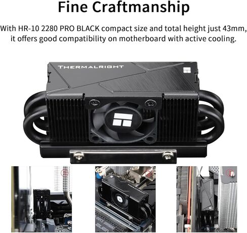 مبرد Thermalright HR10 2280 PRO Black SSD، تبريد 2280 SSD، بالوعة حرارة مزدوجة الجوانب، سرعة عالية 3500-6500 دورة في الدقيقة، 4 أنابيب حرارة نحاسية، مبرد SSD 2280 SSD عالي الأداء لسطح المكتب (HR10 2280 PRO أسود) in Kuwait