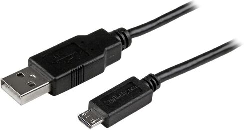 StarTech.com 1 ft Mobile Charge Sync USB to Slim Micro USB Cable - Phones & Tablets - A to Micro B M/M - Thin Micro USB Charging Cable (USBAUB1BK) in Saudi Arabia
