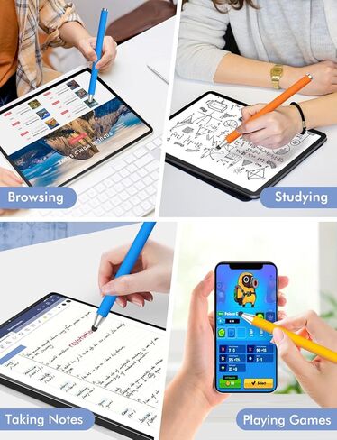 أقلام لمس لشاشات اللمس، قلم ستايلس هوم من ألياف الكربون مع 3 أطراف بديلة، قلم عالمي لأجهزة iPad iPhone والأجهزة اللوحية وأجهزة Android للأطفال - 3 عبوات (أصفر/أزرق/برتقالي) in Kuwait