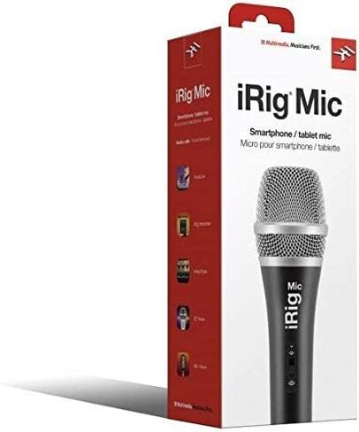 IK Multimedia iRig Mic Handheld Condenser Microphone for Mobile Devices, Metal Housing, 3.5mm Jack for iPhone, iPad, iPod Touch, and Android Devices Plus Headphone Output in Saudi Arabia