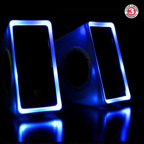 GOgroove Laptop Computer Speakers - SonaVERSE O2 USB Powered Desktop Speakers with Dual Passive Bass Woofers, Built-in Volume Dial, Sleek Compact Design for Small Desks and Mobile PCs (Black) in Kuwait