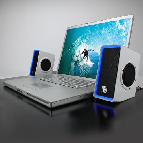 GOgroove Laptop Computer Speakers - SonaVERSE O2 USB Powered Desktop Speakers with Dual Passive Bass Woofers, Built-in Volume Dial, Sleek Compact Design for Small Desks and Mobile PCs (Black) in Kuwait