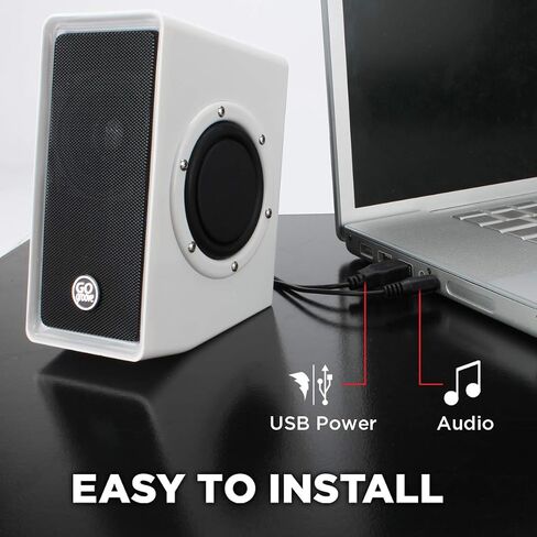 GOgroove Laptop Computer Speakers - SonaVERSE O2 USB Powered Desktop Speakers with Dual Passive Bass Woofers, Built-in Volume Dial, Sleek Compact Design for Small Desks and Mobile PCs (Black) in Kuwait