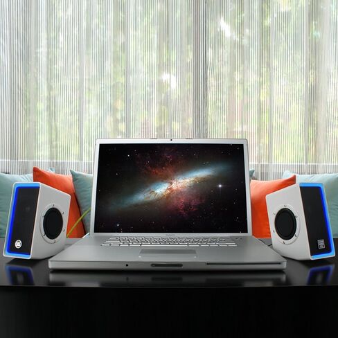 GOgroove Laptop Computer Speakers - SonaVERSE O2 USB Powered Desktop Speakers with Dual Passive Bass Woofers, Built-in Volume Dial, Sleek Compact Design for Small Desks and Mobile PCs (Black) in Kuwait