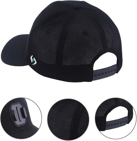 Smatree Baseball Hat Mount Mesh Cap Compatible with Gopro Hero 12/11/10/9/8/7/6/5/ 5 Session/4/3+/3/2/1/DJI OSMO Action Cameras, Wool Material (L 58-60cm) Black in Saudi Arabia