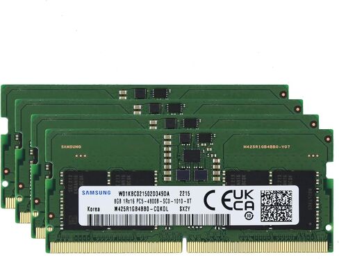 Sam الأصلي 32GB (1x32GB) DDR5 4800MHz PC5-38400 SODIMM 2Rx8 CL40 1.1v كمبيوتر محمول دفتر ذاكرة الوصول العشوائي وحدة الذاكرة ترقية M425R4GA3BB0-CQK Adamanta in Kuwait