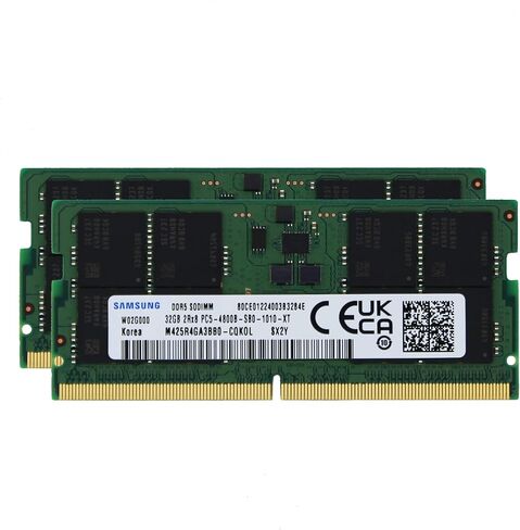 Sam الأصلي 32GB (1x32GB) DDR5 4800MHz PC5-38400 SODIMM 2Rx8 CL40 1.1v كمبيوتر محمول دفتر ذاكرة الوصول العشوائي وحدة الذاكرة ترقية M425R4GA3BB0-CQK Adamanta in Kuwait