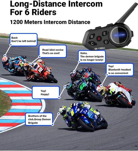 يوروفون سماعة راس S6-1200M لخوذة الدراجة النارية، نظام اتصال داخلي بلوتوث مع 1200 متر، جي بي اس، مشغل MP3 مع ميكروفون ناعم وميكروفون صلب، عبوتان in Kuwait