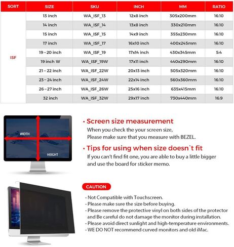 لوحة حماية للشاشة الخصوصية مقاس 14 بوصة (13 بوصة × 8 بوصة) من WARYONG - نوع حامل شاشة الكمبيوتر المحمول سهل التركيب in Kuwait