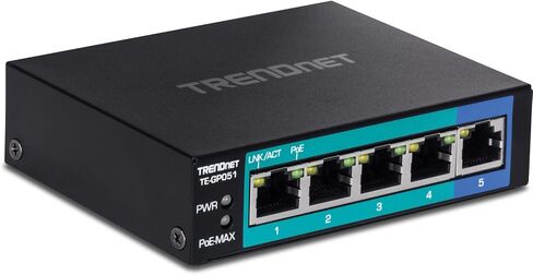TRENDnet 10-Port Unmanaged Gigabit PoE+ Switch, 8 x Gigabit PoE+, 1 x Gigabit, 1 x Gigabit SFP Slot, 58W PoE Power Budget, 20Gbps Switching Capacity, Metal Network Switch, Fanless, Black, TE-GP102 in Saudi Arabia
