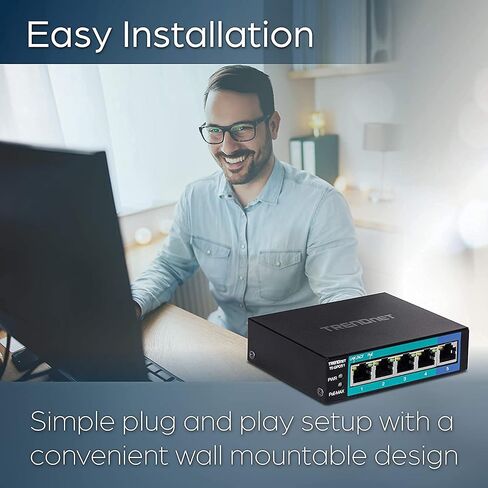 TRENDnet 10-Port Unmanaged Gigabit PoE+ Switch, 8 x Gigabit PoE+, 1 x Gigabit, 1 x Gigabit SFP Slot, 58W PoE Power Budget, 20Gbps Switching Capacity, Metal Network Switch, Fanless, Black, TE-GP102 in Saudi Arabia