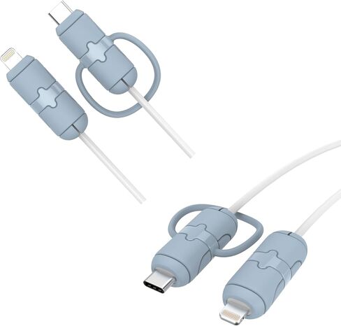 8 قطع 4 مجموعات من واقي كابل الشحن المتين - حماية وإطالة عمر كابلات الشحن الخاصة بك، واقي سلك السيليكون، متوافق مع كابل iPhone (لكابل iPhone 18/20W، مجموعة 4) in Kuwait