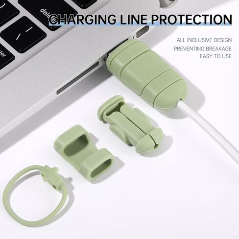 8 قطع 4 مجموعات من واقي كابل الشحن المتين - حماية وإطالة عمر كابلات الشحن الخاصة بك، واقي سلك السيليكون، متوافق مع كابل iPhone (لكابل iPhone 18/20W، مجموعة 4) in Kuwait