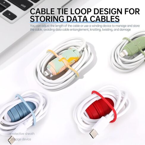8 قطع 4 مجموعات من واقي كابل الشحن المتين - حماية وإطالة عمر كابلات الشحن الخاصة بك، واقي سلك السيليكون، متوافق مع كابل iPhone (لكابل iPhone 18/20W، مجموعة 4) in Kuwait