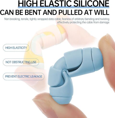 8 قطع 4 مجموعات من واقي كابل الشحن المتين - حماية وإطالة عمر كابلات الشحن الخاصة بك، واقي سلك السيليكون، متوافق مع كابل iPhone (لكابل iPhone 18/20W، مجموعة 4) in Kuwait